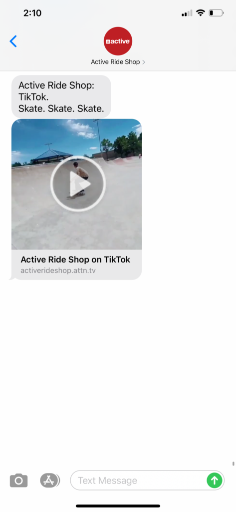 Active Ride Shop Text Message Marketing Example - 02.05.2021