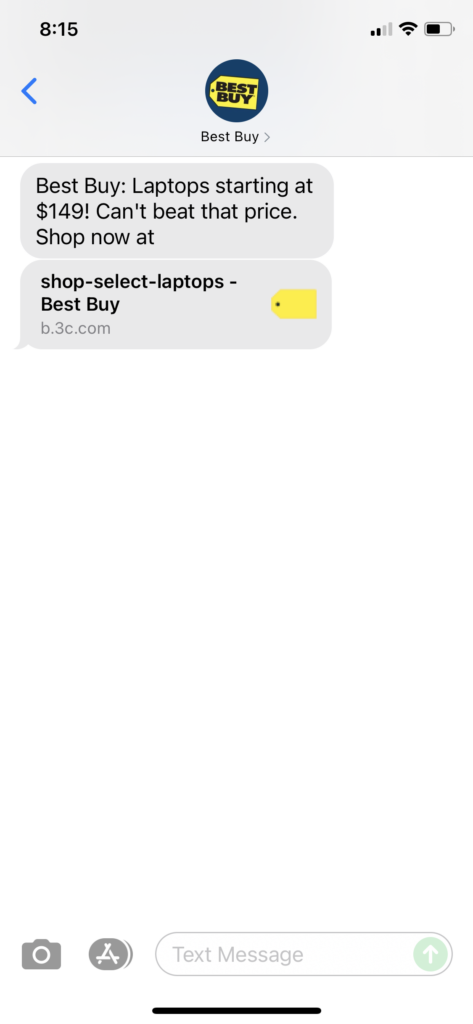Best Buy I Text Message Marketing Example - 06.24.2021