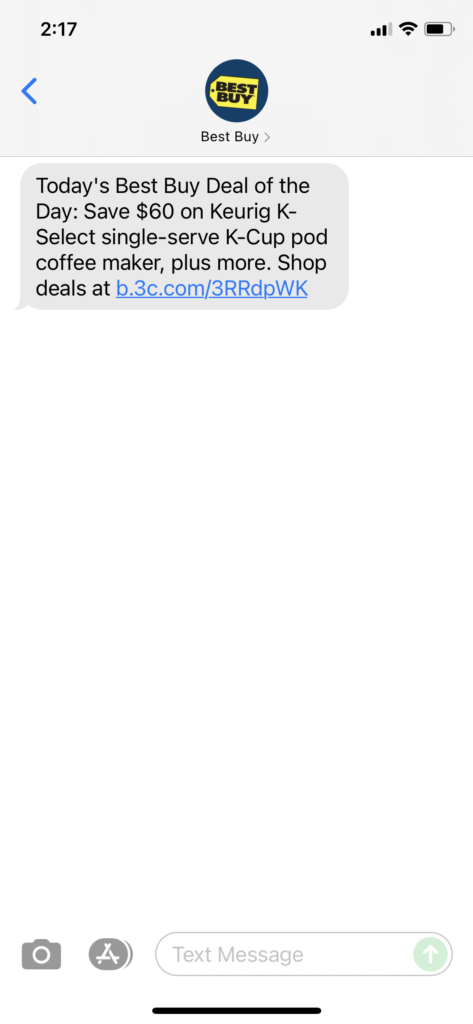 Best Buy Text Message Marketing Example - 06.21.2021