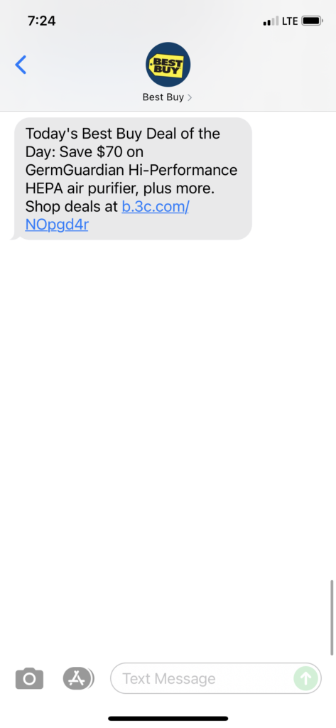 Best Buy Text Message Marketing Example - 06.28.2021