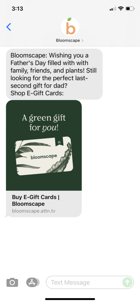 Bloomscape Text Message Marketing Example - 06.20.2021