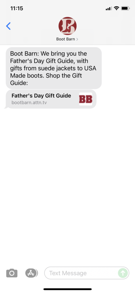 Boot Barn Text Message Marketing Example - 06.09.2021