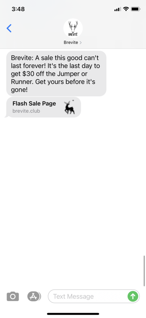 Brevite Text Message Marketing Example - 05.31.2021