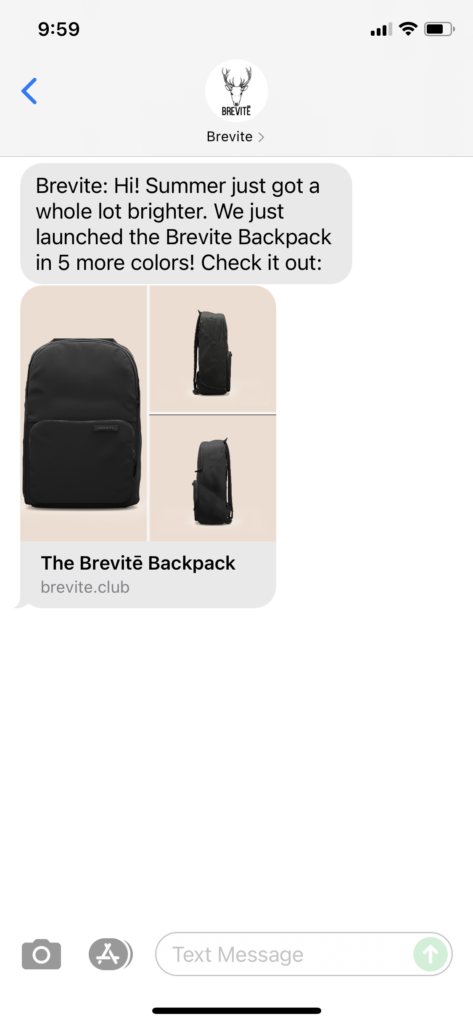 Brevite Text Message Marketing Example - 06.17.2021