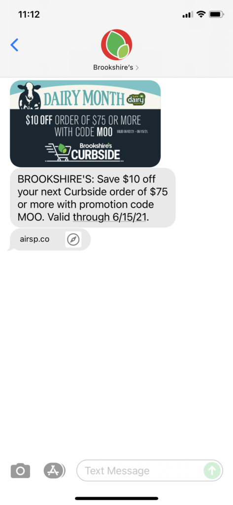 Brookshire's Text Message Marketing Example - 06.09.2021