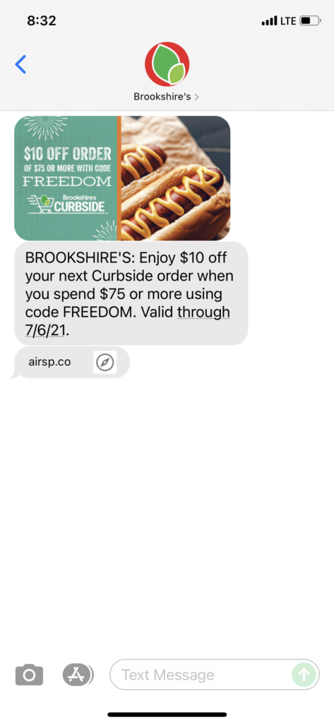 Brookshire's Text Message Marketing Example - 06.23.2021
