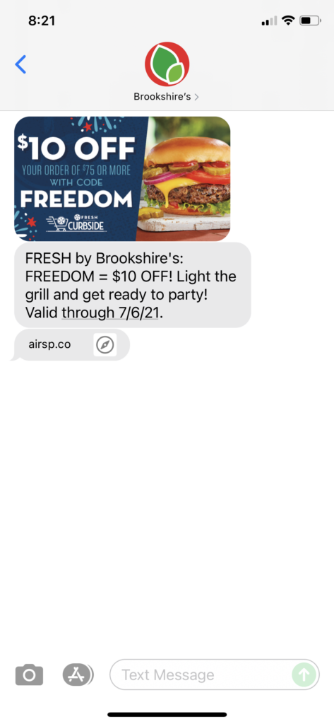 Brookshire's Text Message Marketing Example - 06.24.2021