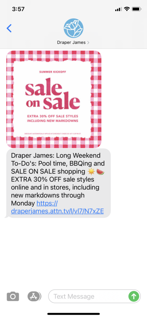 Draper James Text Message Marketing Example - 05.30.2021
