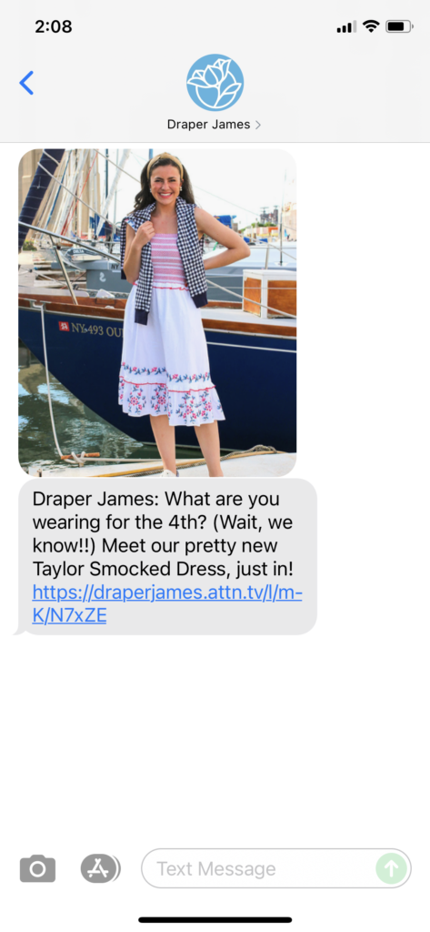 Draper James Text Message Marketing Example - 06.21.2021