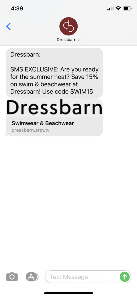 Dressbarn Text Message Marketing Example - 06.04.2021