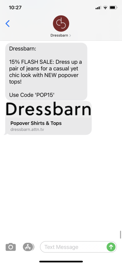 Dressbarn Text Message Marketing Example - 06.06.2021