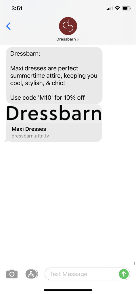 Dressbarn Text Message Marketing Example - 06.07.2021