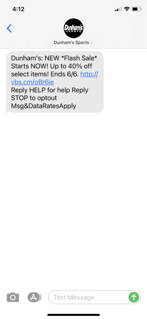 Dunham's Text Message Marketing Example - 06.05.2021