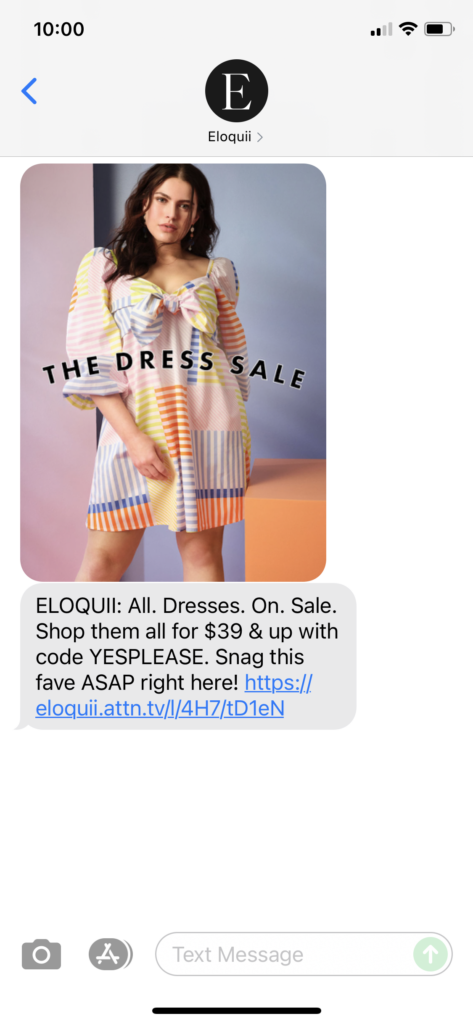 ELOQUII 1 Text Message Marketing Example - 06.17.2021