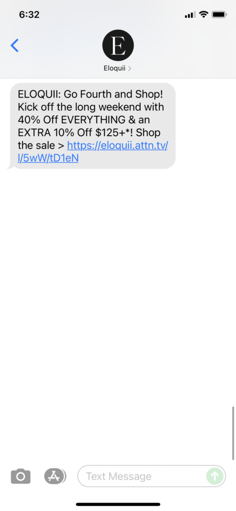 ELOQUII Text Message Marketing Example - 06.30.2021