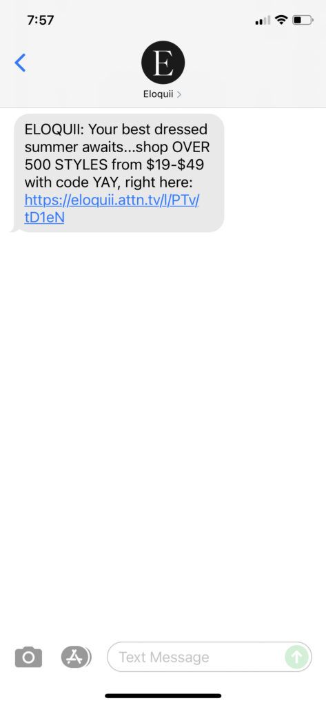 Eloquii Text Message Marketing Example - 06.13.2021