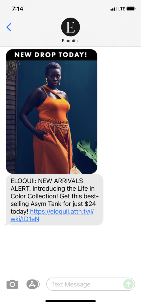 Eloquii Text Message Marketing Example - 06.28.2021