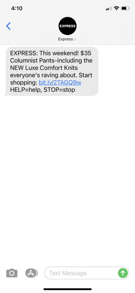 Express Text Message Marketing Example - 06.05.2021