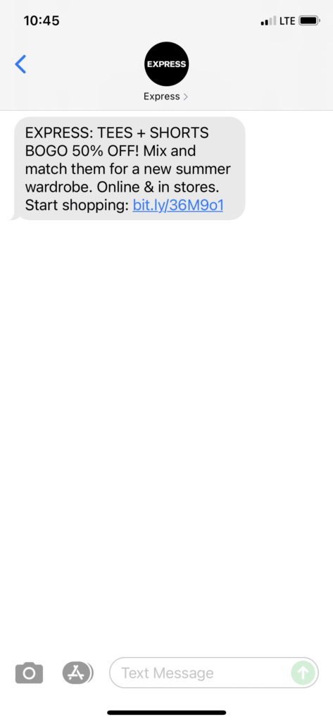 Express Text Message Marketing Example - 06.12.2021