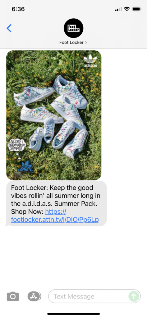 Foot Locker Text Message Marketing Example - 06.30.2021