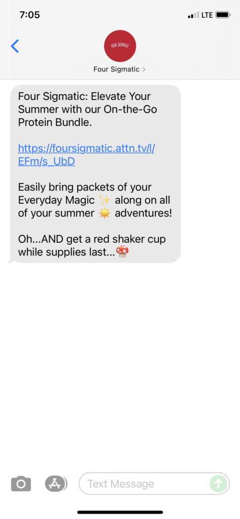 Four Sigmatic I Text Message Marketing Example - 06.29.2021