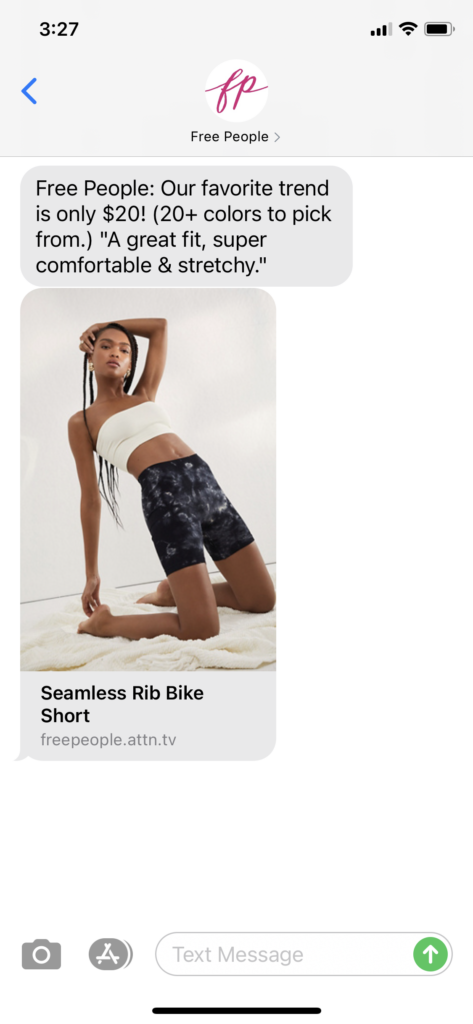 Free People Text Message Marketing Example - 06.11.2021