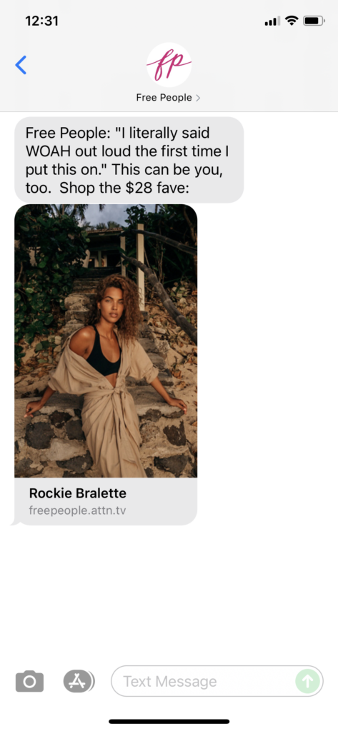 Free People Text Message Marketing Example - 06.22.2021