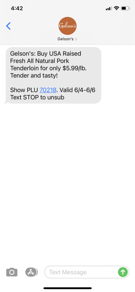 Gelson's Text Message Marketing Example - 06.04.2021
