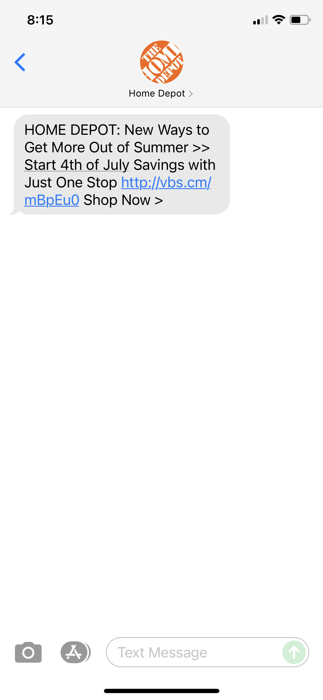 Home Depot Text Marketing Examples SMS Archives