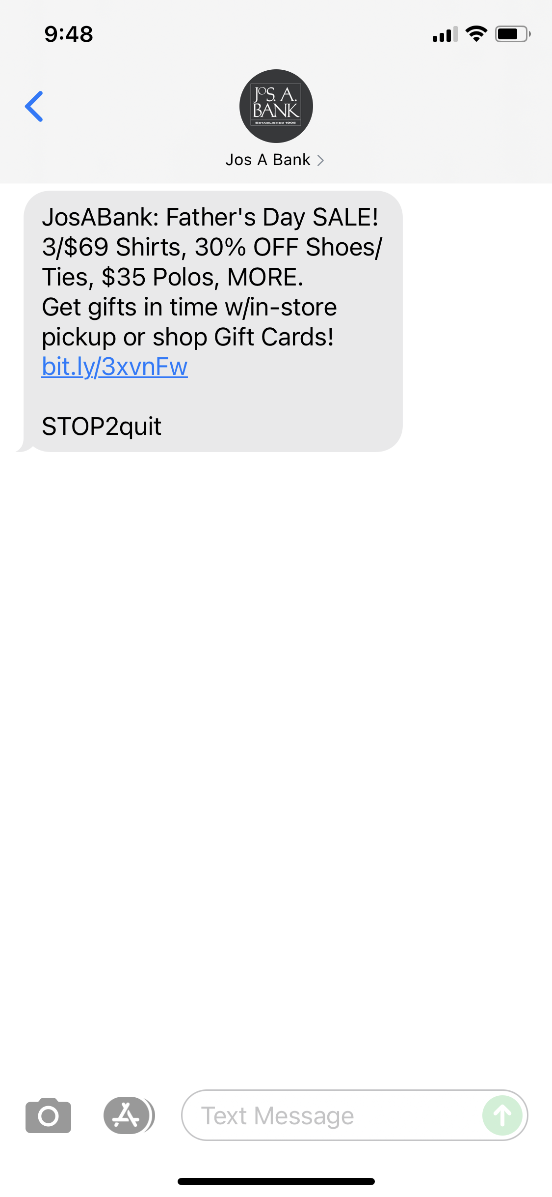 Jos. A. Bank Text Marketing Examples | Sms Archives