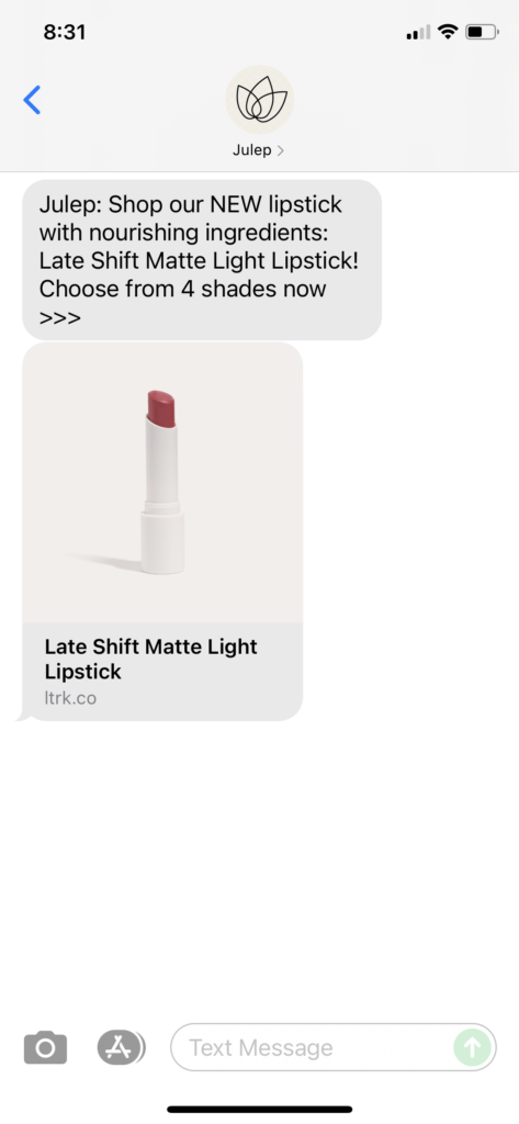 Julep Text Message Marketing Example - 06.23.2021