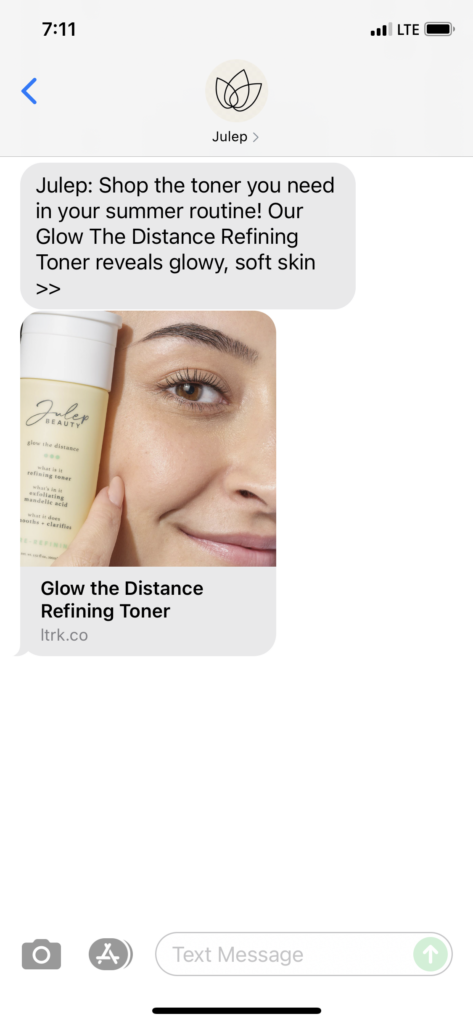 Julep Text Message Marketing Example - 06.28.2021