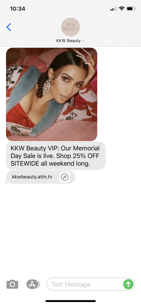 KKW Beauty Text Message Marketing Example - 05.27.2021