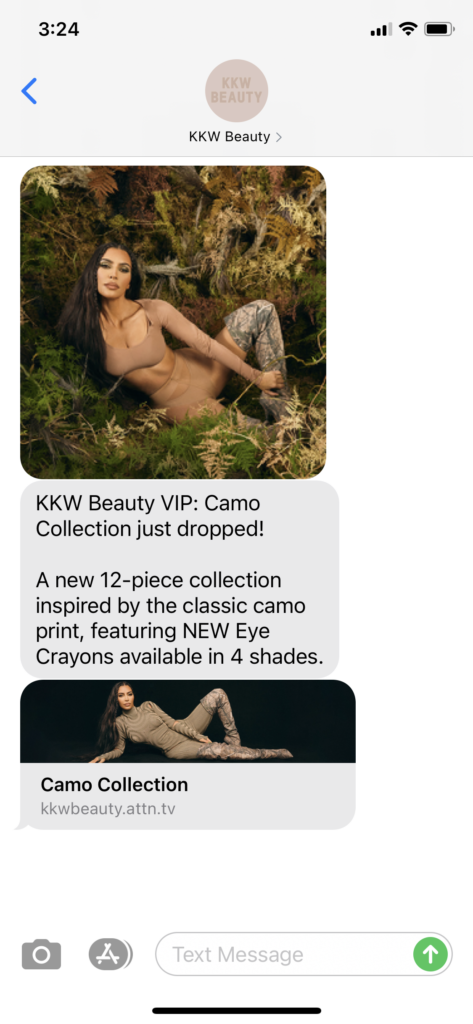 KKW Beauty Text Message Marketing Example - 06.11.2021