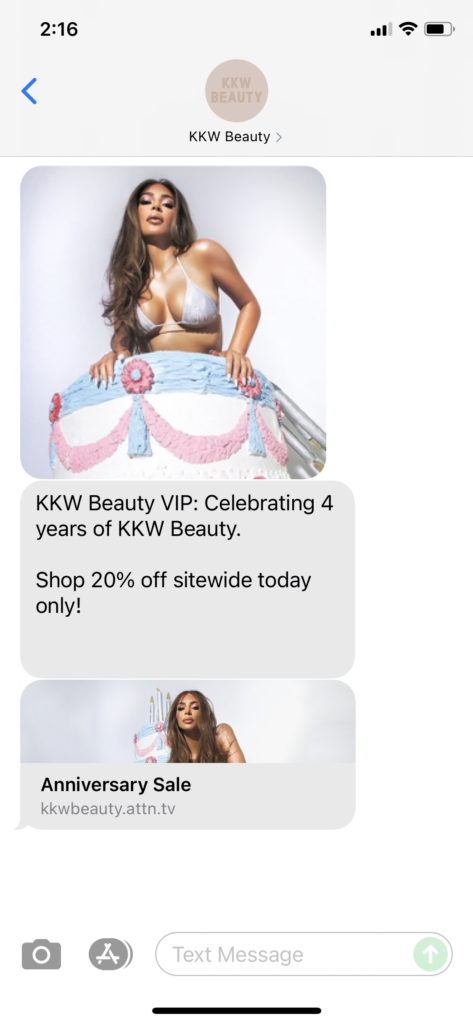 KKW Text Message Marketing Example - 06.21.2021