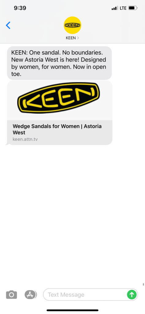 Keen Text Message Marketing Example - 03.08.2021