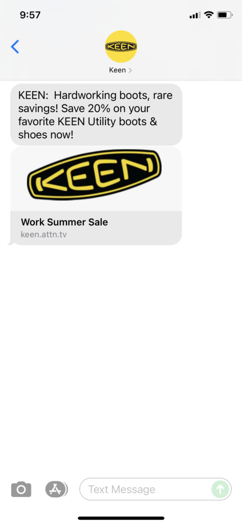 Keen Text Message Marketing Example - 06.17.2021