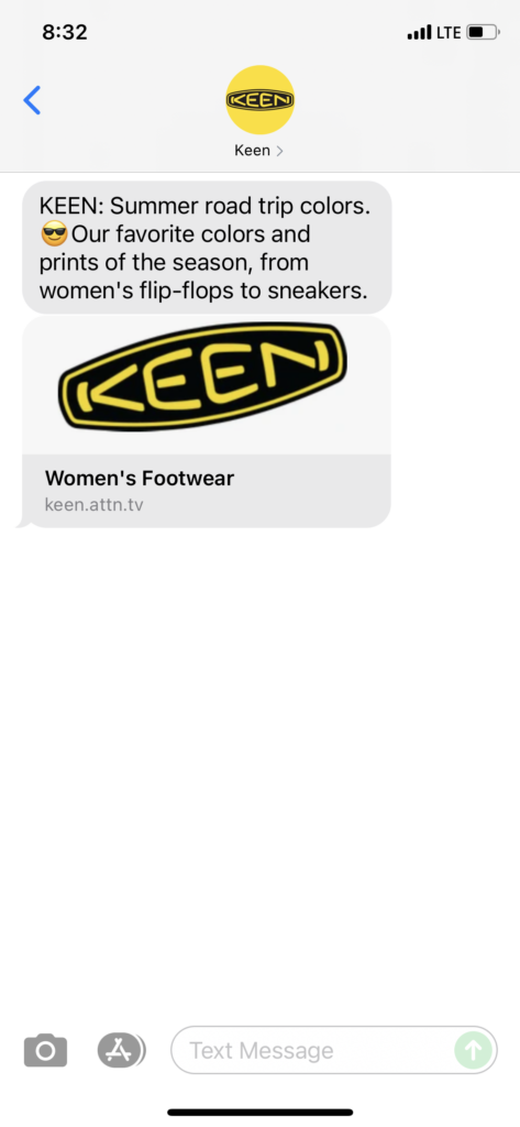 Keen Text Message Marketing Example - 06.23.2021