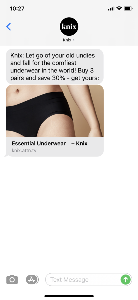 Knix Text Message Marketing Example - 06.06.2021