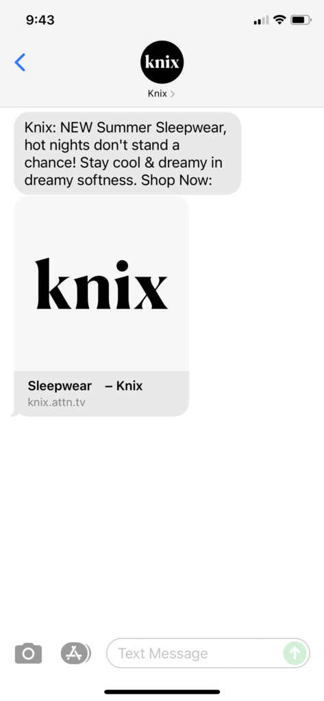 Knix Text Message Marketing Example - 06.18.2021