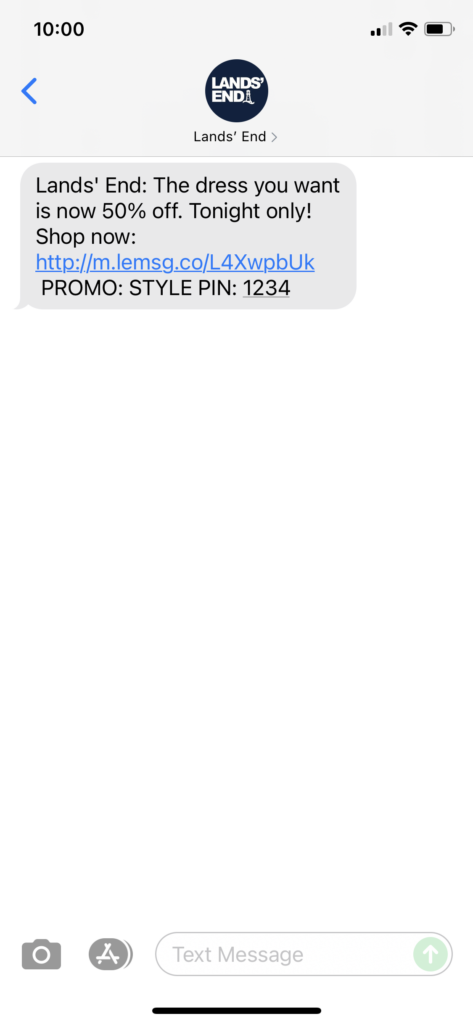 Lands' End Text Message Marketing Example - 06.17.2021