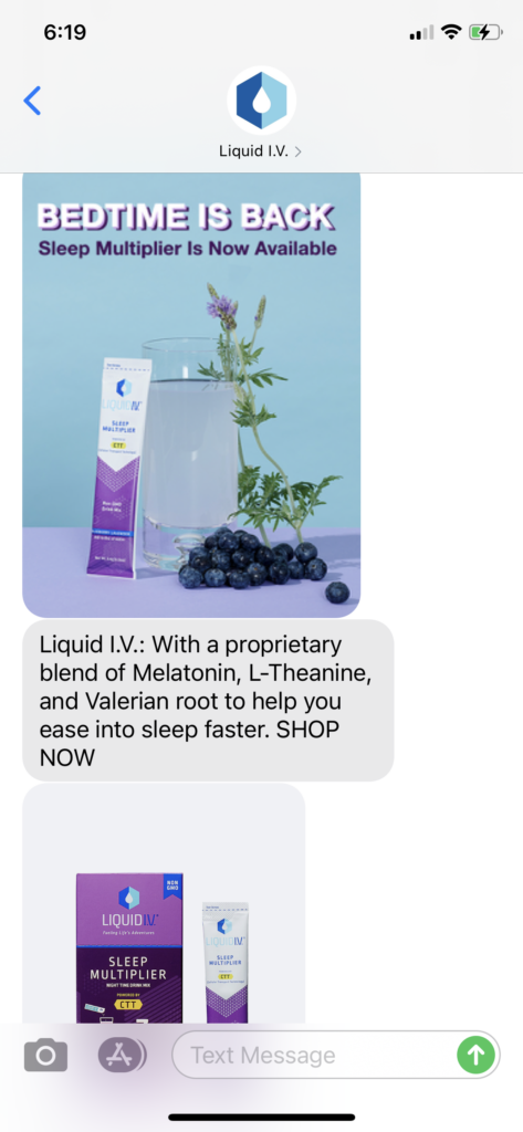 Liquid IV Text Message Marketing Example - 06.03.2021
