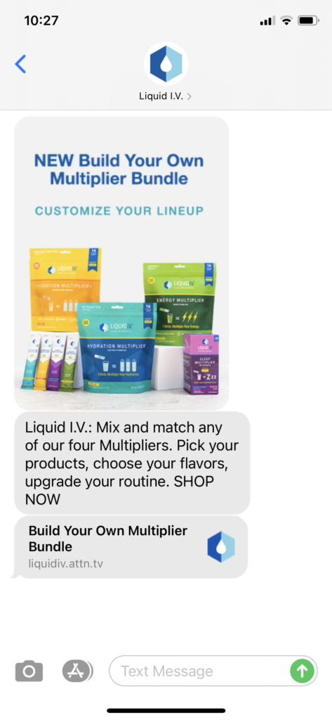 Liquid IV Text Message Marketing Example - 06.06.2021