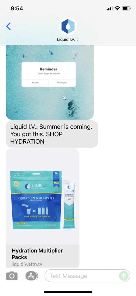 Liquid IV Text Message Marketing Example - 06.17.2021