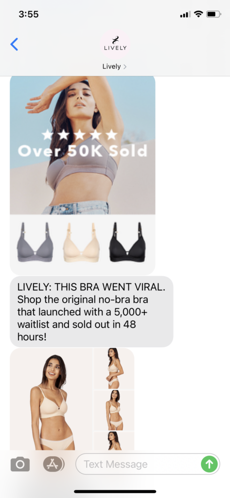 Lively Text Message Marketing Example - 06.07.2021