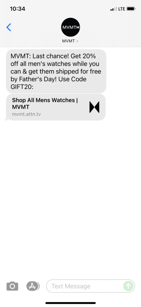 MVMT Text Message Marketing Example - 06.13.2021