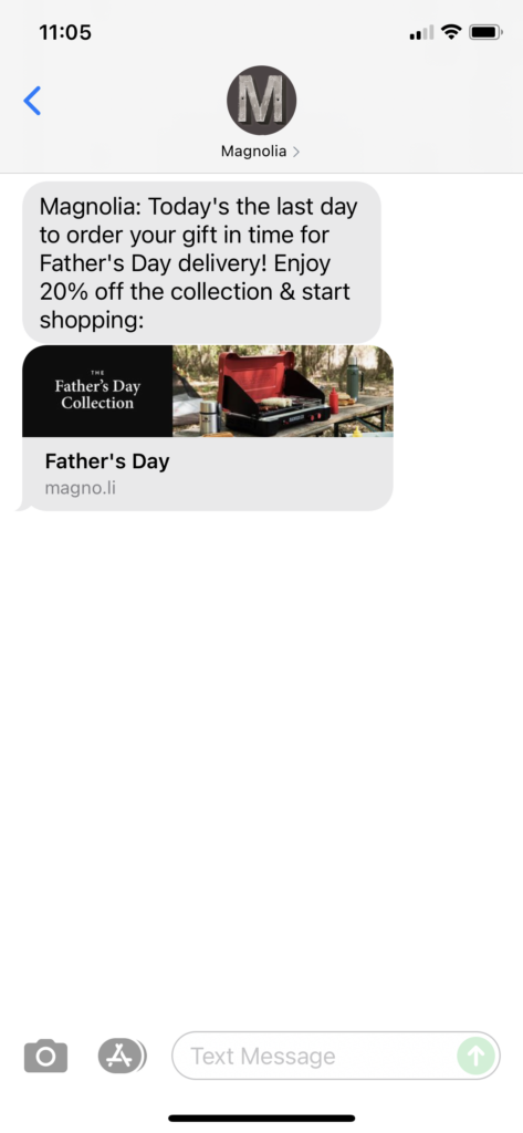 Magnolia Text Message Marketing Example - 06.10.2021