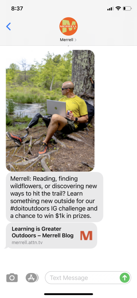 Merrell Text Message Marketing Example - 06.08.2021
