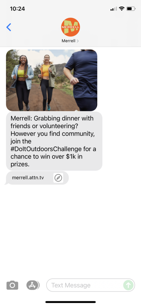 Merrell Text Message Marketing Example - 06.15.2021