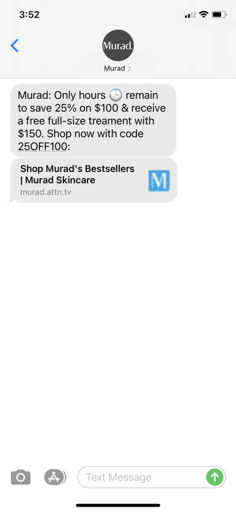 Murad Text Message Marketing Example - 06.07.2021